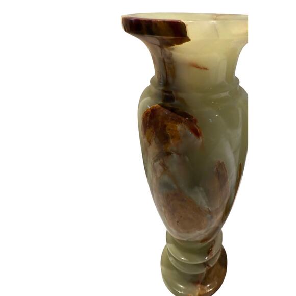 Vintage Carved Marbled Onyx Stone 11” Tall Vases - Egyptian - HEAVY - Picture 5 of 10